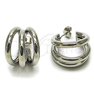 White Gold Filled Hoop Earrings — Small Hoop Hollow Design Polished 02. — main product view — SKU 164857 | Oro Laminado Blanco aretes de aro — Small Hoop Hollow diseño pulido 02. — SKU 164857