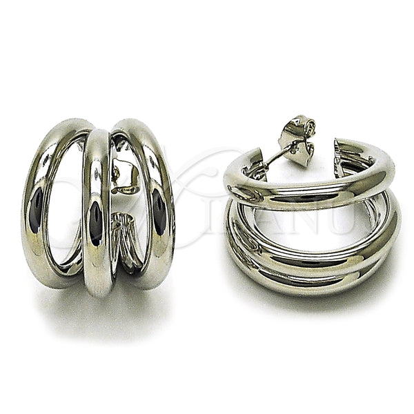 Rhodium Gold Filled Small Hoop, Hollow Design, Polished, Rhodium Finish, 02.213.0455.1.25