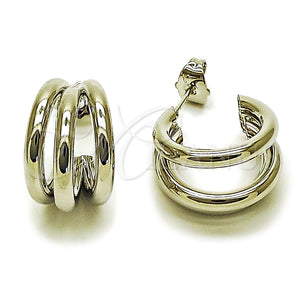 White Gold Filled Hoop Earrings — Small Hoop Hollow Design Polished 02. — main product view — SKU 164858 | Oro Laminado Blanco aretes de aro — Small Hoop Hollow diseño pulido 02. — SKU 164858