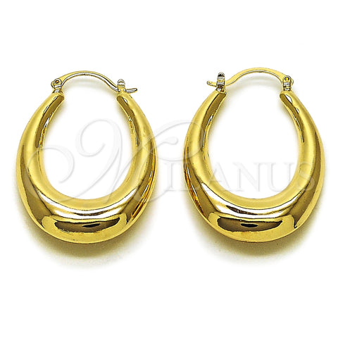 Oro Laminado Small Hoop, Gold Filled Style Hollow Design, Polished, Golden Finish, 02.163.0068.30
