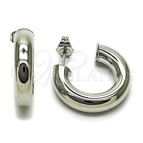 White Gold Filled Hoop Earrings — Small Hoop Hollow Design Polished 02. — main product view — SKU 164863 | Oro Laminado Blanco aretes de aro — Small Hoop Hollow diseño pulido 02. — SKU 164863