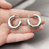 Rhodium Gold Filled Medium Hoop, Hollow Design, Polished, Rhodium Finish, 02.163.0313.1.30