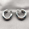 Rhodium Gold Filled Medium Hoop, Hollow Design, Polished, Rhodium Finish, 02.163.0313.1.30