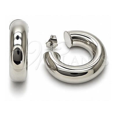 White Gold Filled Medium Hoop, Hollow Design, Polished, Rhodium Finish, 02.163.0313.1.30