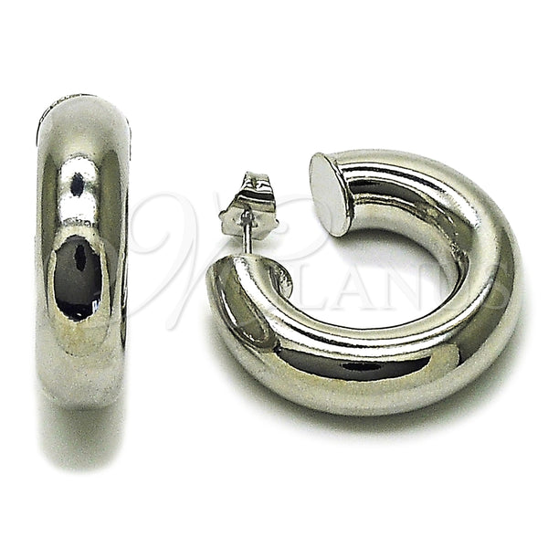 Rhodium Gold Filled Medium Hoop, Hollow Design, Polished, Rhodium Finish, 02.163.0313.1.30