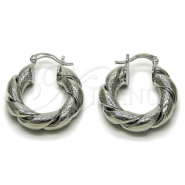 Rhodium Gold Filled Medium Hoop, Twist and Hollow Design, Matte Finish, Rhodium Finish, 02.163.0443.1.25