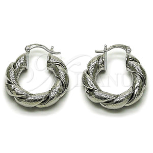 White Gold Filled Hoop Earrings — Medium Hoop Twist and Hollow Design Matte 02. — main product view — SKU 164866 | Oro Laminado Blanco aretes de aro — Medium Hoop Twist and Hollow diseño Matte 02. — SKU 164866