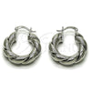 Rhodium Gold Filled Medium Hoop, Twist and Hollow Design, Matte Finish, Rhodium Finish, 02.163.0443.1.25