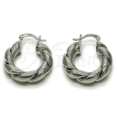 Rhodium Gold Filled Medium Hoop, Twist and Hollow Design, Matte Finish, Rhodium Finish, 02.163.0443.1.25