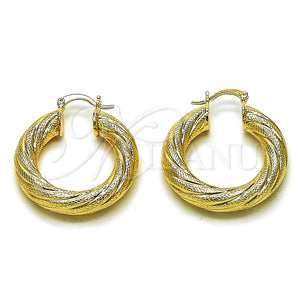 Gold Filled Hoop Earrings — Medium Hoop Hollow Design Matte 02. — main product view — SKU 164867 | Oro Laminado aretes de aro — Medium Hoop Hollow diseño Matte 02. — SKU 164867