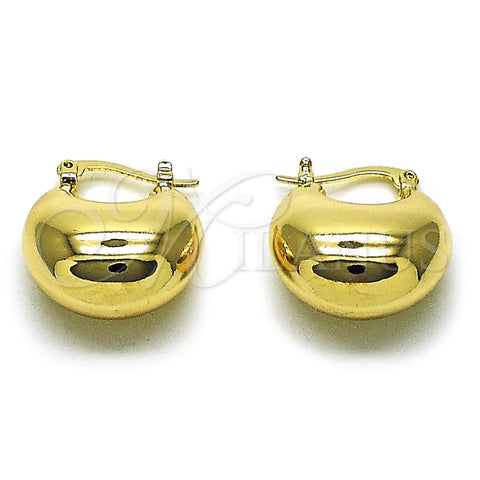 Oro Laminado Small Hoop, Gold Filled Style Hollow Design, Polished, Golden Finish, 02.163.0445.20