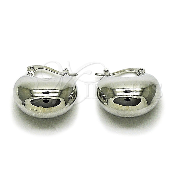White Gold Filled Hoop Earrings — Small Hoop Hollow Design Polished 02. — main product view — SKU 164870 | Oro Laminado Blanco aretes de aro — Small Hoop Hollow diseño pulido 02. — SKU 164870
