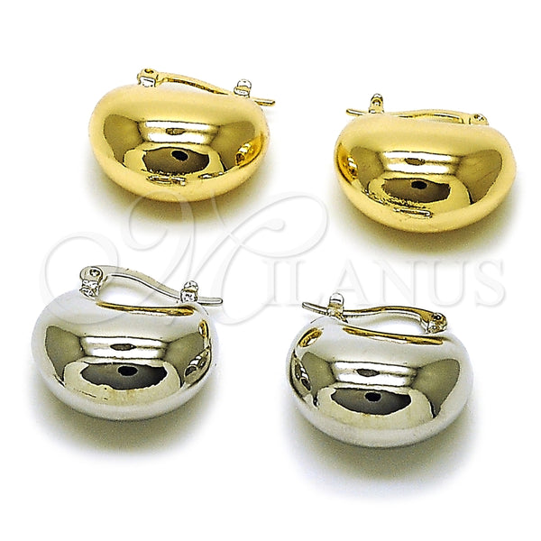 White Gold Filled Hoop Earrings — Small Hoop Hollow Design Polished 02. — alternate product view — SKU 164870 | Oro Laminado Blanco aretes de aro — Small Hoop Hollow diseño pulido 02. — SKU 164870