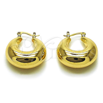 Oro Laminado Small Hoop, Gold Filled Style Hollow Design, Polished, Golden Finish, 02.163.0166.25