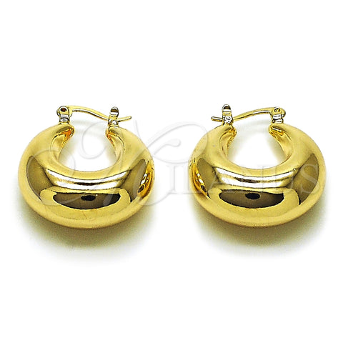 Oro Laminado Small Hoop, Gold Filled Style Hollow Design, Polished, Golden Finish, 02.163.0166.25
