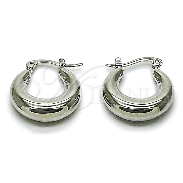 White Gold Filled Hoop Earrings — Small Hoop Hollow Design Polished 02. — main product view — SKU 164873 | Oro Laminado Blanco aretes de aro — Small Hoop Hollow diseño pulido 02. — SKU 164873