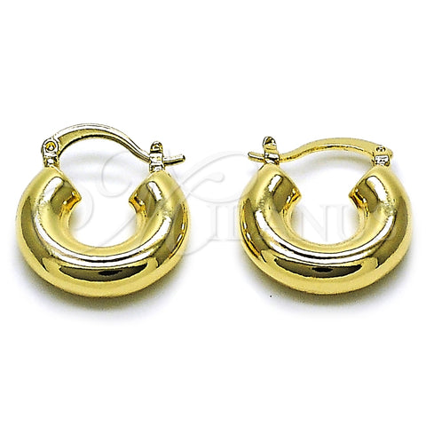 Oro Laminado Small Hoop, Gold Filled Style Hollow Design, Polished, Golden Finish, 02.163.0446.20