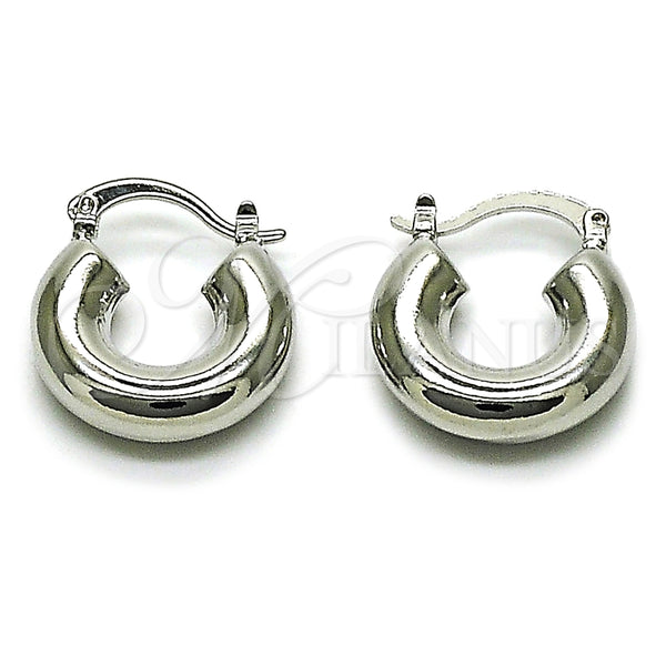 Rhodium Gold Filled Small Hoop, Hollow Design, Polished, Rhodium Finish, 02.163.0446.1.20