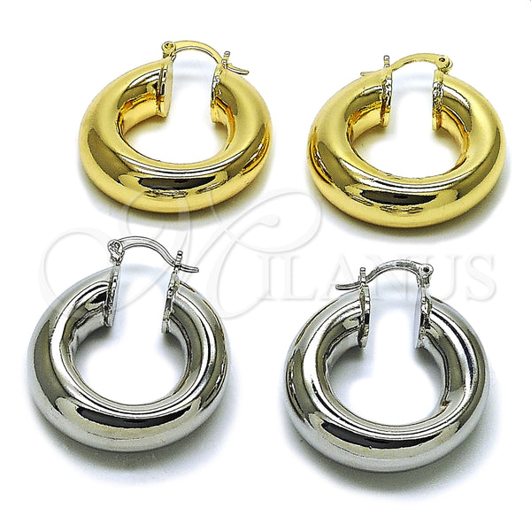Gold Filled Hoop Earrings — Medium Hoop Hollow Design Polished 02. — alternate product view — SKU 164876 | Oro Laminado aretes de aro — Medium Hoop Hollow diseño pulido 02. — SKU 164876