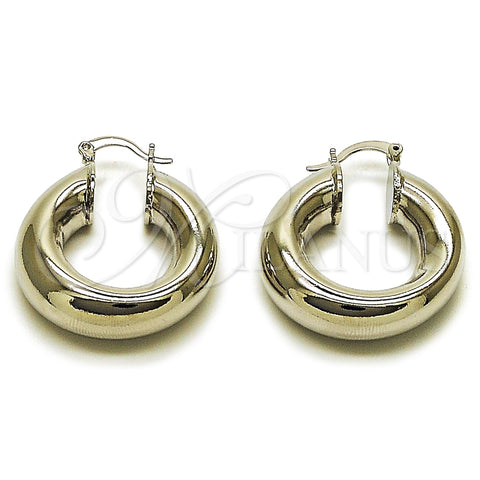 Rhodium Gold Filled Medium Hoop, Hollow Design, Polished, Rhodium Finish, 02.163.0447.1.30
