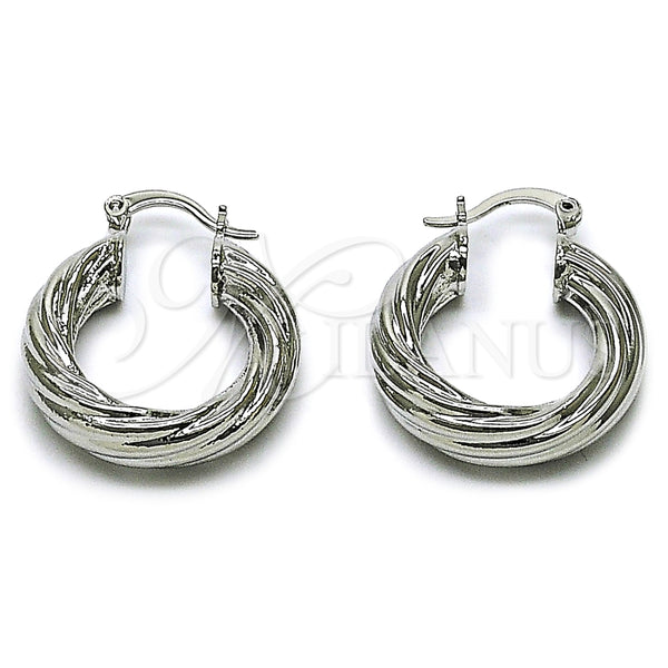 White Gold Filled Hoop Earrings — Small Hoop Twist and Hollow Design Polished 02. — main product view — SKU 164878 | Oro Laminado Blanco aretes de aro — Small Hoop Twist and Hollow diseño pulido 02. — SKU 164878