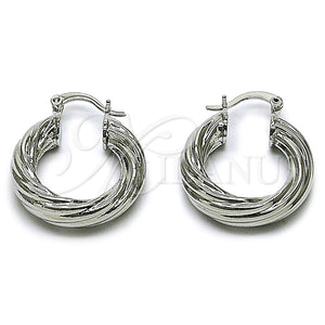 White Gold Filled Hoop Earrings — Small Hoop Twist and Hollow Design Polished 02. — main product view — SKU 164878 | Oro Laminado Blanco aretes de aro — Small Hoop Twist and Hollow diseño pulido 02. — SKU 164878