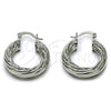 Rhodium Gold Filled Small Hoop, Twist and Hollow Design, Polished, Rhodium Finish, 02.163.0150.1.25