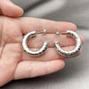 White Gold Filled Medium Hoop, Hollow Design, Diamond Cutting Finish, Rhodium Finish, 02.163.0195.1.30