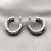 White Gold Filled Medium Hoop, Hollow Design, Diamond Cutting Finish, Rhodium Finish, 02.163.0195.1.30