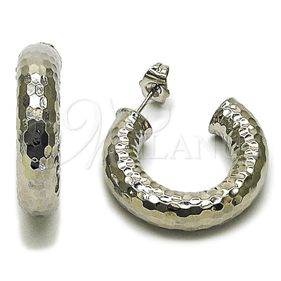 Rhodium Gold Filled Medium Hoop, Hollow Design, Diamond Cutting Finish, Rhodium Finish, 02.163.0195.1.30 for wholesale, main product view
