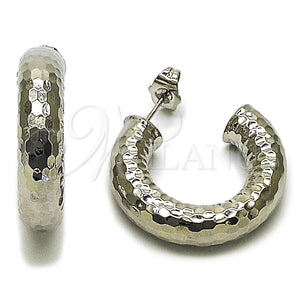 White Gold Filled Hoop Earrings — Medium Hoop Hollow Design Diamond Cutting 02. — main product view — SKU 164879 | Oro Laminado Blanco aretes de aro — Medium Hoop Hollow diseño Diamond Cutting 02. — SKU 164879