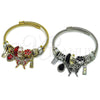 Stainless Steel Individual Bangle, Butterfly and Flower Design, with Jet and Aurore Boreale Crystal, Black Enamel Finish, Steel Finish, 07.463.0006.1 (03 MM Thickness, One size fits all)