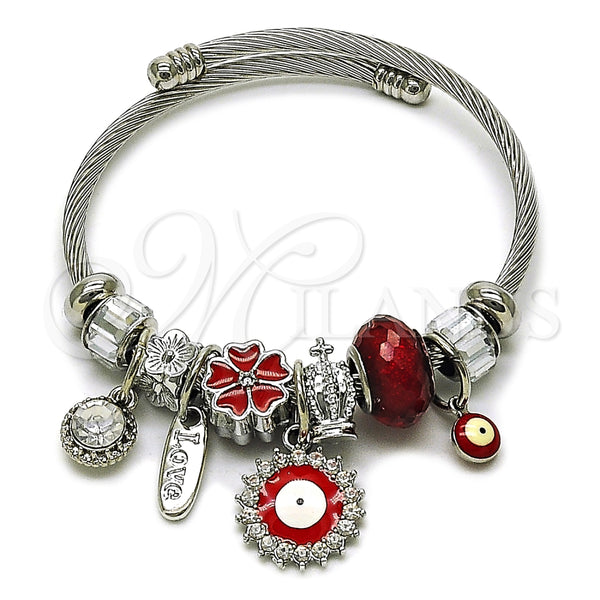 Stainless Steel Jewelry — Individual Bangle Evil Eye and Flower Design with — main product view — SKU 164905 | Acero Inoxidable joyería — Individual Bangle Evil Eye and flor diseño with — SKU 164905