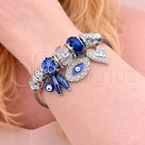 Stainless Steel Jewelry — Individual Bangle Evil Eye and Heart Design with — alternate product view — SKU 164908 | Acero Inoxidable joyería — Individual Bangle Evil Eye and corazón diseño with — SKU 164908