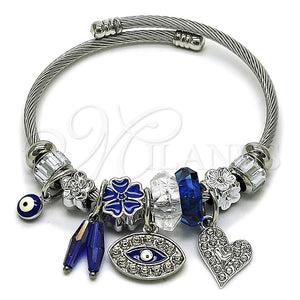 Stainless Steel Jewelry — Individual Bangle Evil Eye and Heart Design with — main product view — SKU 164908 | Acero Inoxidable joyería — Individual Bangle Evil Eye and corazón diseño with — SKU 164908