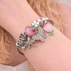 Stainless Steel Individual Bangle, Butterfly and Dragon-Fly Design, with Crystal and Light Rose Crystal, Pink Enamel Finish, Steel Finish, 07.463.0022 (03 MM Thickness, One size fits all)