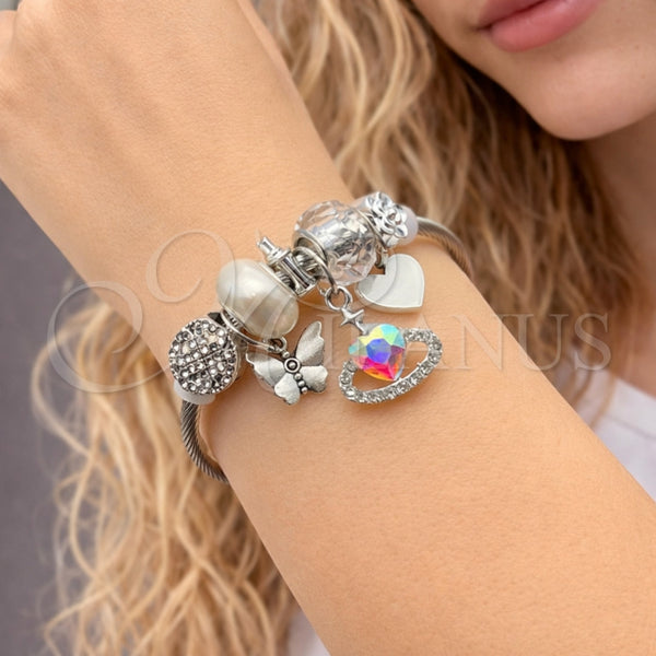 Stainless Steel Jewelry — Individual Bangle Heart and Butterfly Design with Aurore — alternate product view — SKU 164915 | Acero Inoxidable joyería — Individual Bangle corazón and Butterfly diseño with Aurore — SKU 164915