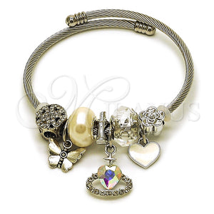 Stainless Steel Jewelry — Individual Bangle Heart and Butterfly Design with Aurore — main product view — SKU 164915 | Acero Inoxidable joyería — Individual Bangle corazón and Butterfly diseño with Aurore — SKU 164915