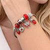 Stainless Steel Individual Bangle, Butterfly and Heart Design, with Crystal and Aurore Boreale Crystal, Red Enamel Finish, Steel Finish, 07.464.0003 (03 MM Thickness, One size fits all)