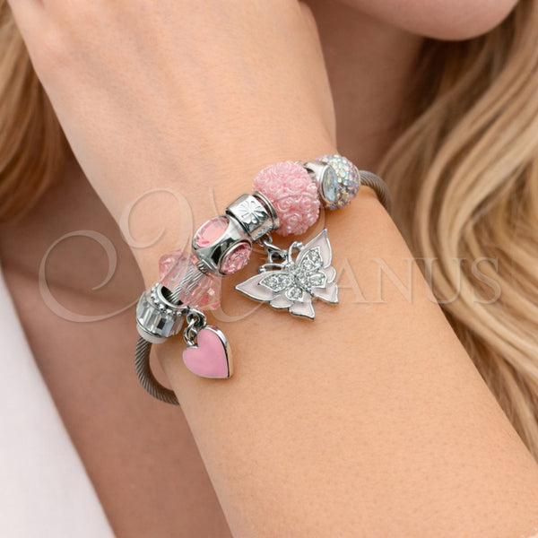 Stainless Steel Jewelry — Individual Bangle Butterfly and Heart Design with Light — alternate product view — SKU 164918 | Acero Inoxidable joyería — Individual Bangle Butterfly and corazón diseño with Light — SKU 164918