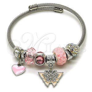 Stainless Steel Jewelry — Individual Bangle Butterfly and Heart Design with Light — main product view — SKU 164918 | Acero Inoxidable joyería — Individual Bangle Butterfly and corazón diseño with Light — SKU 164918