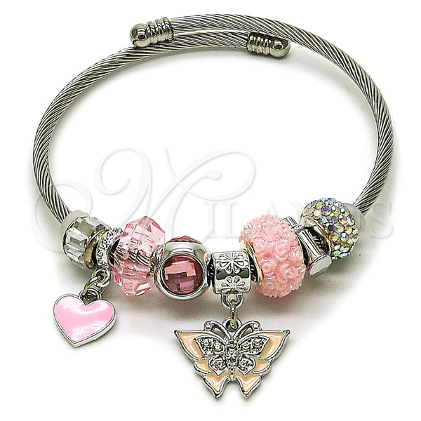 Stainless Steel Jewelry — Individual Bangle Butterfly and Heart Design with Light — main product view — SKU 164918 | Acero Inoxidable joyería — Individual Bangle Butterfly and corazón diseño with Light — SKU 164918
