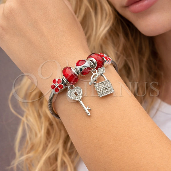 Stainless Steel Jewelry — Individual Bangle key and Lock Design with Siam — alternate product view — SKU 164920 | Acero Inoxidable joyería — Individual Bangle key and Lock diseño with Siam — SKU 164920