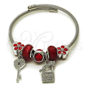 Stainless Steel Jewelry — Individual Bangle key and Lock Design with Siam — main product view — SKU 164920 | Acero Inoxidable joyería — Individual Bangle key and Lock diseño with Siam — SKU 164920