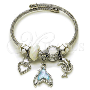 Stainless Steel Jewelry — Individual Bangle Fish and Heart Design with Light — main product view — SKU 164922 | Acero Inoxidable joyería — Individual Bangle Fish and corazón diseño with Light — SKU 164922