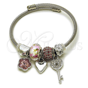 Stainless Steel Jewelry — Individual Bangle Greek Key and Flower Design with — main product view — SKU 164926 | Acero Inoxidable joyería — Individual Bangle Greek Key and flor diseño with — SKU 164926
