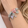 Stainless Steel Individual Bangle, Heart and key Design, with Light Rose and Crystal Crystal, Polished, Steel Finish, 07.464.0014 (03 MM Thickness, One size fits all)