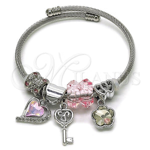 Stainless Steel Jewelry — Individual Bangle Heart and key Design with Light — main product view — SKU 164927 | Acero Inoxidable joyería — Individual Bangle corazón and key diseño with Light — SKU 164927