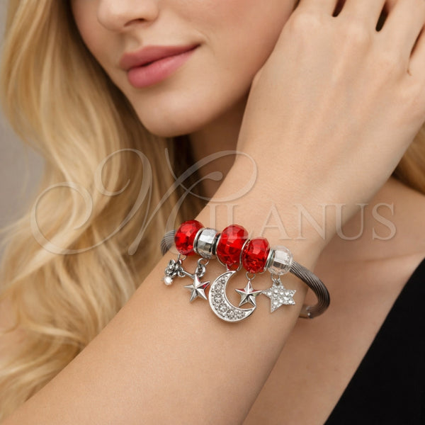 Stainless Steel Jewelry — Individual Bangle Moon and Star Design with Siam — alternate product view — SKU 164928 | Acero Inoxidable joyería — Individual Bangle Moon and estrella diseño with Siam — SKU 164928