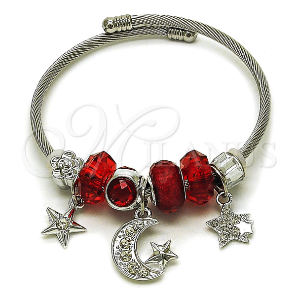 Stainless Steel Jewelry — Individual Bangle Moon and Star Design with Siam — main product view — SKU 164928 | Acero Inoxidable joyería — Individual Bangle Moon and estrella diseño with Siam — SKU 164928